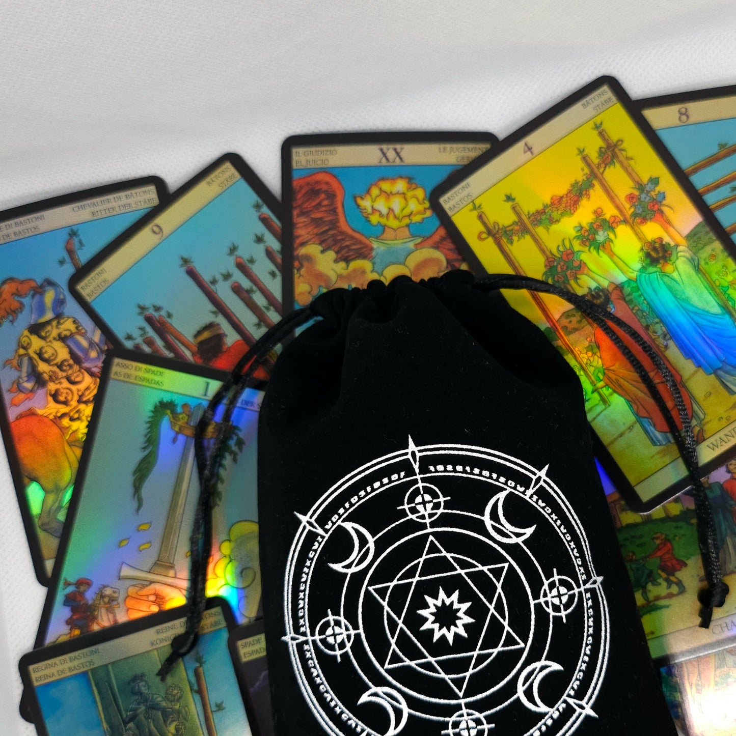 Woreczek na runy lub karty Tarota Sześciokąt i Księżycy